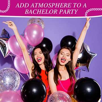 Kigeli 100 Pcs Breast Cancer Awareness Necklace 31.5 Inch Hot Pink Beaded Necklace Round Metallic Bead Necklace for Breast Cancer Awareness Gender Reveal Bachelor Bachelorette Accessories