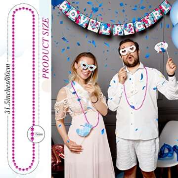 Kigeli 100 Pcs Breast Cancer Awareness Necklace 31.5 Inch Hot Pink Beaded Necklace Round Metallic Bead Necklace for Breast Cancer Awareness Gender Reveal Bachelor Bachelorette Accessories