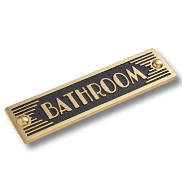 The Metal Foundry Bathroom Metal Door Sign - Art Deco Style Brass Plaque