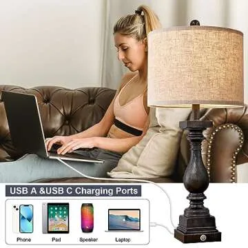 BOBOMOMO Retro USB Charging Dimmable Touch Control Lamps