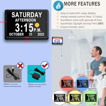 Véfaîî Large Digital Clock with 19 Alarms & Reminders