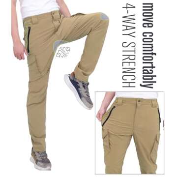 WORK IDEA Men's Stretch Waterproof Hiking Pants for Outdoors