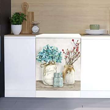 WOWFEEL Mason Jar Floral Magnet - Reusable Kitchen Decal