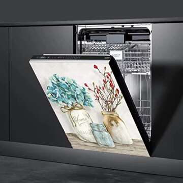 WOWFEEL Mason Jar Floral Magnet - Reusable Kitchen Decal