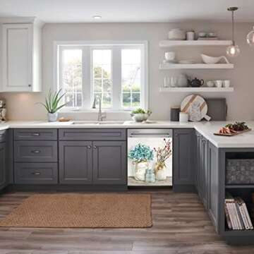 WOWFEEL Mason Jar Floral Magnet - Reusable Kitchen Decal