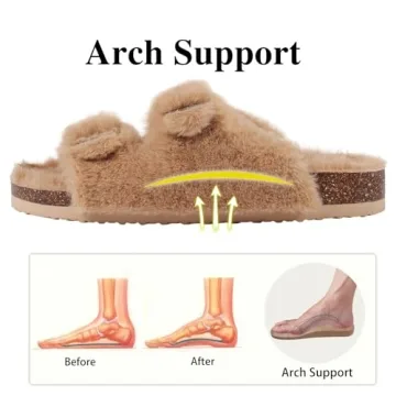 KIDMI Fuzzy Slippers for Women | Cozy Footbed Slides