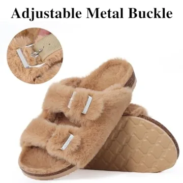 KIDMI Fuzzy Slippers for Women | Cozy Footbed Slides