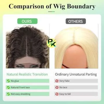 Youthfee 14" Short Afro Curly Lace Front Wigs for Women Bob Kinky Curly Wavy Wigs Short Curly Hair Wig Middle Part Black Synthetic Lace Frontal Wig with Baby Hair