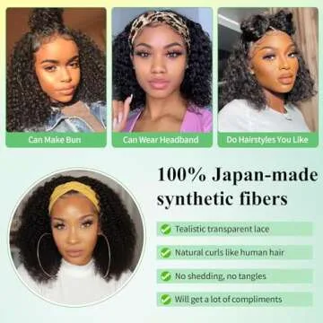 Youthfee 14" Short Afro Curly Lace Front Wigs for Women Bob Kinky Curly Wavy Wigs Short Curly Hair Wig Middle Part Black Synthetic Lace Frontal Wig with Baby Hair