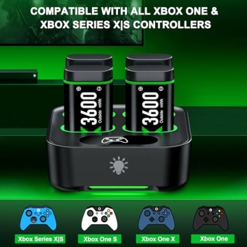 Rechargeable Xbox Battery Packs and Charging Dock for Controllers