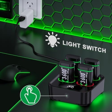 Rechargeable Xbox Battery Packs and Charging Dock for Controllers