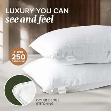 Beckham Hotel Collection Queen Size Pillows and Pillow Protectors - Sets of 2