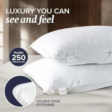 Beckham Hotel Collection Queen Size Pillows and Pillow Protectors - Sets of 2