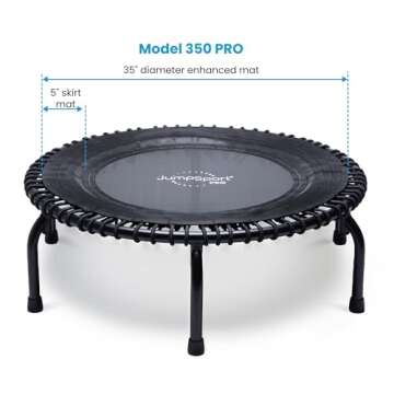 JumpSport 39" Adult Fitness Trampoline Rebounder, Adjustable Bounce, 300lb Max, 350 PRO