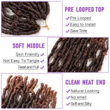 Butterfly Locs Crochet Hair-7 Packs Faux Locs Crochet Hair 12 Inch Distressed Soft Locs Crochet Hair For Black Women (12 Inch(Pack of 7), T30#)