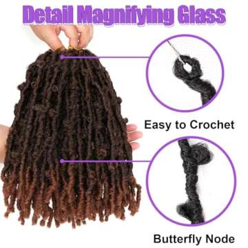 Butterfly Locs Crochet Hair-7 Packs Faux Locs Crochet Hair 12 Inch Distressed Soft Locs Crochet Hair For Black Women (12 Inch(Pack of 7), T30#)