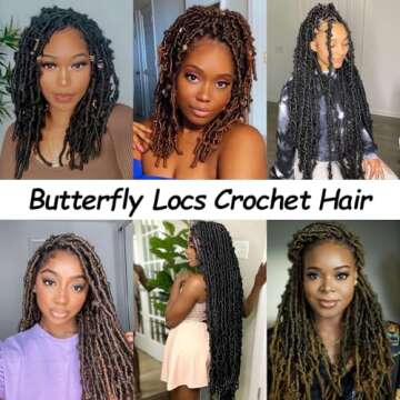 Butterfly Locs Crochet Hair-7 Packs Faux Locs Crochet Hair 12 Inch Distressed Soft Locs Crochet Hair For Black Women (12 Inch(Pack of 7), T30#)