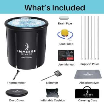 XL Portable Ice Bath Tub for Cold Plunge & Wellness Recovery: Durable 7 layer Barrel Ice Tub with Li...