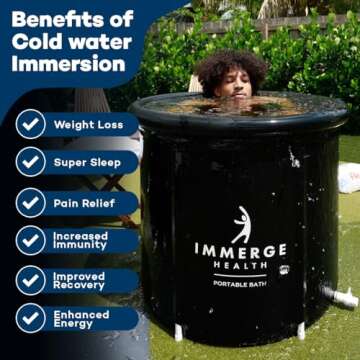 XL Portable Ice Bath Tub for Cold Plunge & Wellness Recovery: Durable 7 layer Barrel Ice Tub with Lid, Thermometer, Skimming Net, Absorbing Water Mat & Carrying Bag