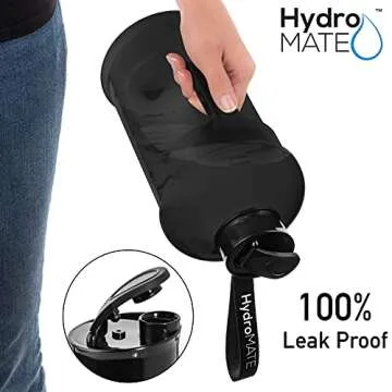 NatureWorks HydroMATE Half Gallon Water Bottle with Times to Drink BPA Free Leak Proof Reusable Jug with Handle 64 oz
