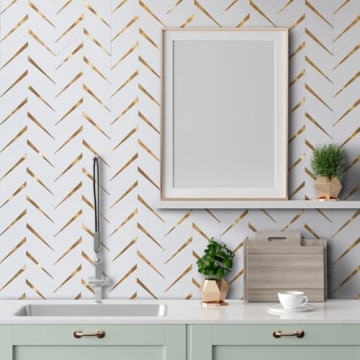 DICOFUN Peel and Stick Herringbone Backsplash Tiles