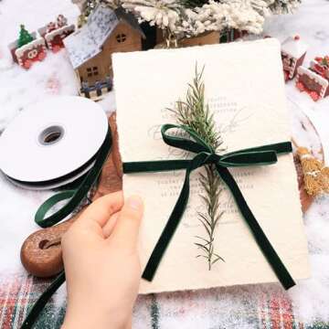 IDONGCAI Emerald Green Velvet Ribbon Spool - Luxurious & Soft Crafting Trim