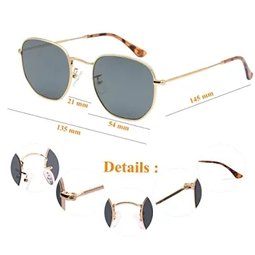 K KAREZOG Retro Hexagonal Sunglasses for Men and Women