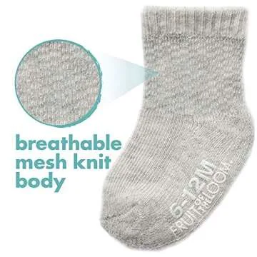 Fruit of the Loom Baby 6-Pack All Weather Crew-Length Socks, Mesh & Thermal Stretch - Unisex, Girls,...