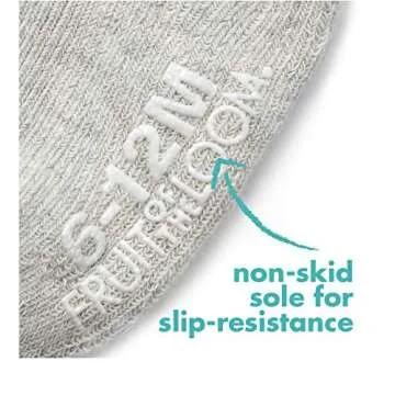 Fruit of the Loom Baby 6-Pack All Weather Crew-Length Socks, Mesh & Thermal Stretch - Unisex, Girls, Boys (0-6 Months, Grey)