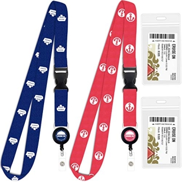 2024 Cruise Lanyard 2 Pack - Waterproof ID Holder & Retractable Badge