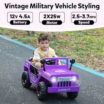 TOBBI 12V Kids Ride On Truck, Toddlers Battery Electric Powered Toy Car to Drive with Off-Road Wheels/Suspension/Horn/LED Lights, Suitable for Gift of Children 3-6-Purple