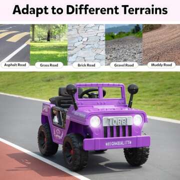 TOBBI 12V Kids Ride On Truck, Toddlers Battery Electric Powered Toy Car to Drive with Off-Road Wheels/Suspension/Horn/LED Lights, Suitable for Gift of Children 3-6-Purple