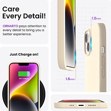 ORNARTO iPhone 14 Case Slim Liquid Silicone Cover for Protection
