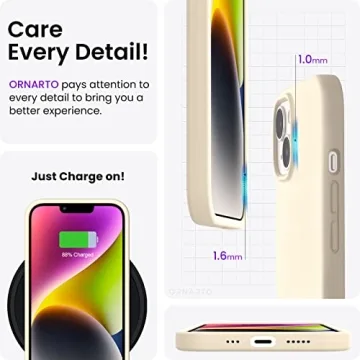 ORNARTO iPhone 14 Case Slim Liquid Silicone Cover for Protection