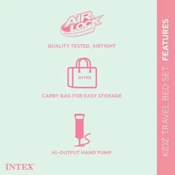 Intex Kids Travel Air Mattress Inflatable Bed Set with Raised Sides, Hand Pump, and Carrying Bag for Camping Trips and Sleepovers, (2 Pack)