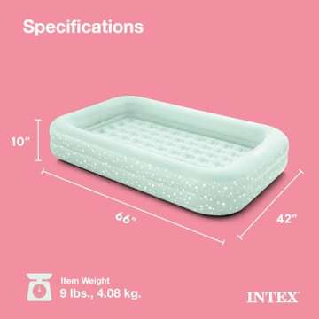 Intex Kids Travel Air Mattress Inflatable Bed Set with Raised Sides, Hand Pump, and Carrying Bag for Camping Trips and Sleepovers, (2 Pack)