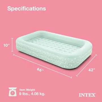 Intex Kids Travel Air Mattress Inflatable Bed Set with Raised Sides, Hand Pump, and Carrying Bag for Camping Trips and Sleepovers, (2 Pack)