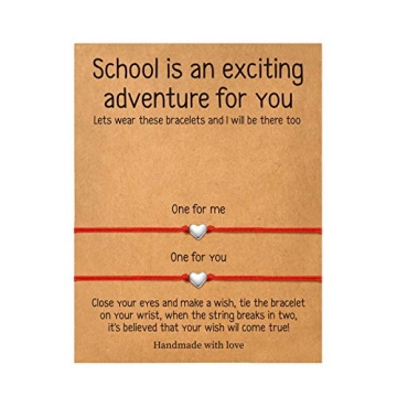 Back to School Gifts, Heart Charm Bracelet Red String Mommy and Me Jewelry for 2, First Day of Schoo...