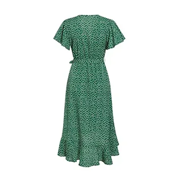 Miessial Summer V Neck Ruffle Maxi Dress for Women