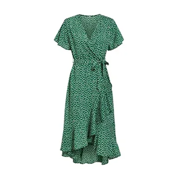 Miessial Summer V Neck Ruffle Maxi Dress for Women