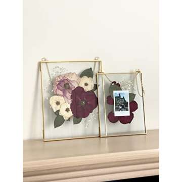 Beedecor Double Glass Frame for Pressed Flowers, Leaf and Artwork - Set of 2 Hanging Picture Frames,...