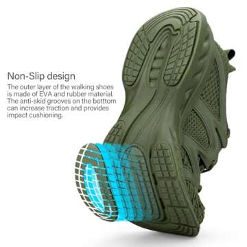 Pujcs Women's Breathable Casual Walking Sneakers Green Size 9.5