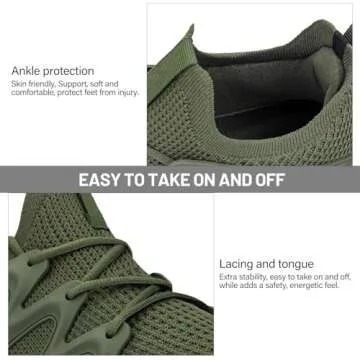 Pujcs Women's Breathable Casual Walking Sneakers Green Size 9.5