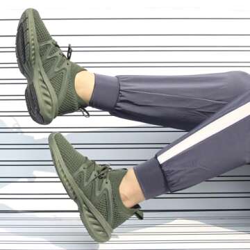 Pujcs Women's Breathable Casual Walking Sneakers Green Size 9.5