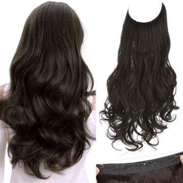 SARLA Invisible Wire Hair Extensions with 3 Clips Long Synthetic Wavy Curly Hairpiece Adjustable Tra...