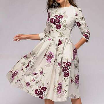 Elegant Floral Midi Dress for Fall Weddings and Parties