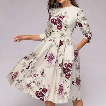 Elegant Floral Midi Dress for Fall Weddings and Parties