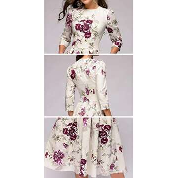 Elegant Floral Midi Dress for Fall Weddings and Parties