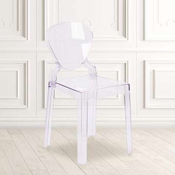 Flash Furniture Theo Ghost Chair with Tear Back in Transparent Crystal