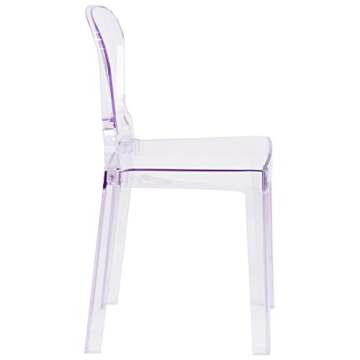 Flash Furniture Theo Ghost Chair with Tear Back in Transparent Crystal